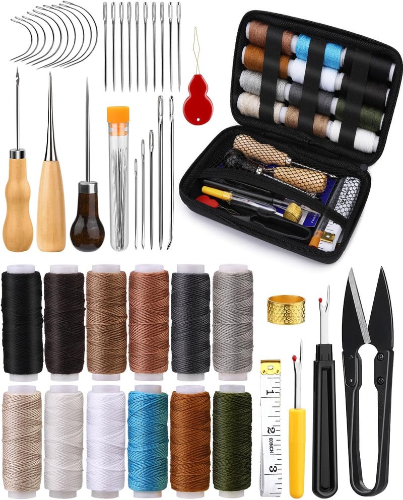 BAGERLA Heavy Duty Sewing Kit, Needle and Thread Kit with Upholstery Thread Needles Sewing Awl Seam Ripper for Car Seats Carpets Shoes Backpacks DIY Crafting - Image 1